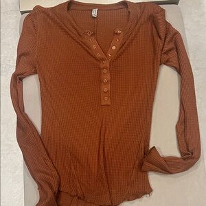 Free People Rust Long Sleeve Henley